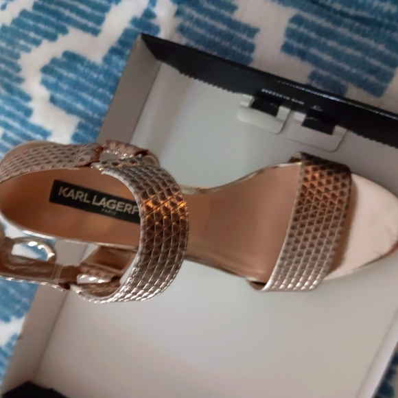 Karl Lagerfeld Gold high heels sandals size 8.5 - Picture 2 of 7